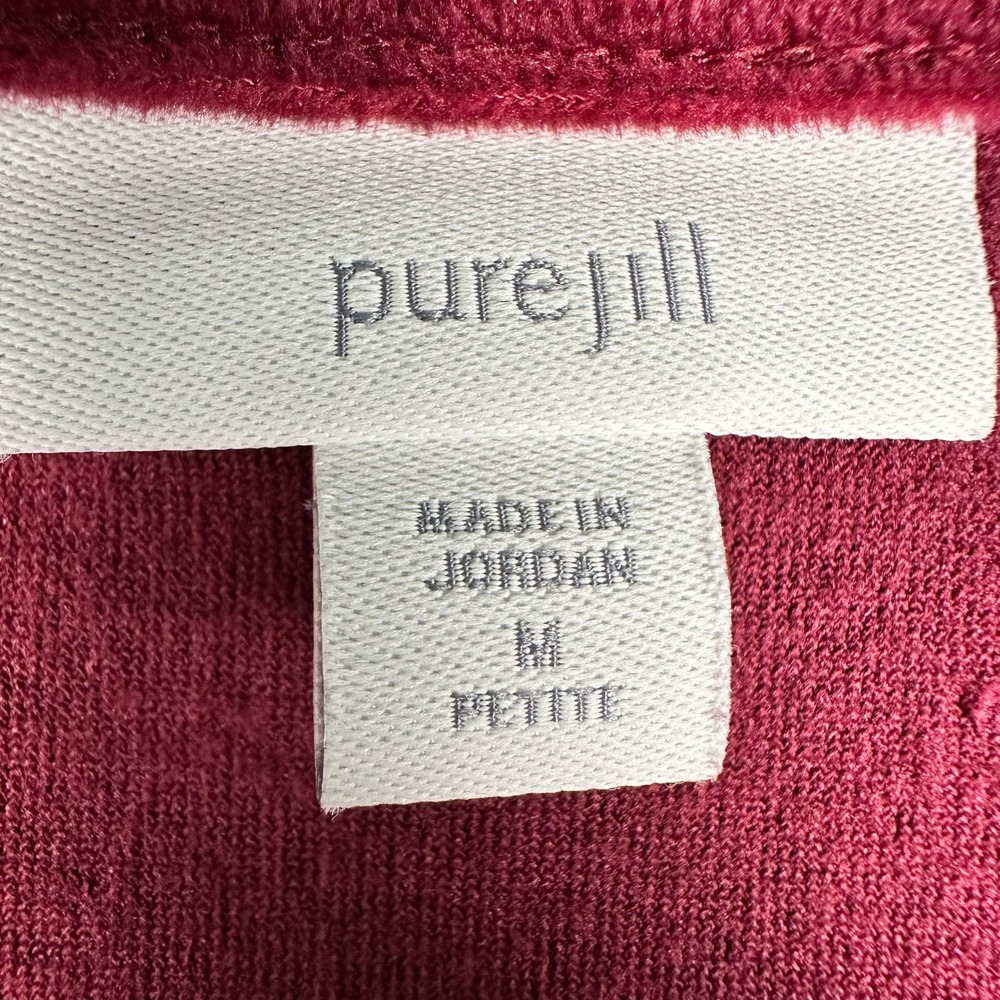 Pure Jill Burgundy Velvet V Neck Long Sleeve Tunic Top Petite M - Picture 3 of 8